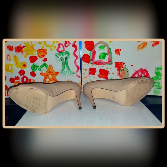 Style & Co Camel Bone Tan Stilettos Heel Peep Toe Shoes Sz 10 - Picture 5 of 9